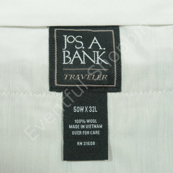 Jos A Bank Dress Pants Mens 50 Tan Wasahable Wool Traveler Flat Front New - Picture 5 of 6